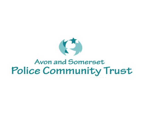 Avon and Somerset Police Community Trust logo: aqua coloured text with star icon above