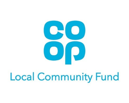 Co-Op Local Community Fund logo: light blue text on a white background