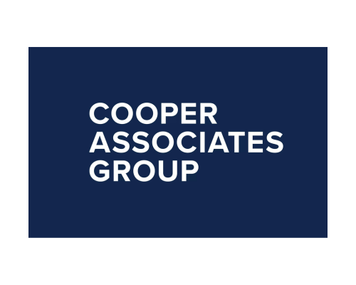 Cooper Associates Group logo: white text on a navy background