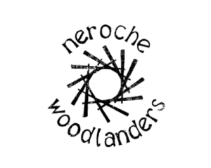 "Neroche Woodlanders" logo: words around a spiralled, circular pattern that looks like wooden logs.