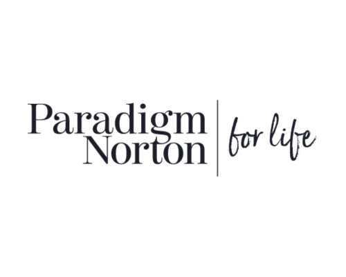 Paradigm Norton logo: black text featuring the tagline "for life".